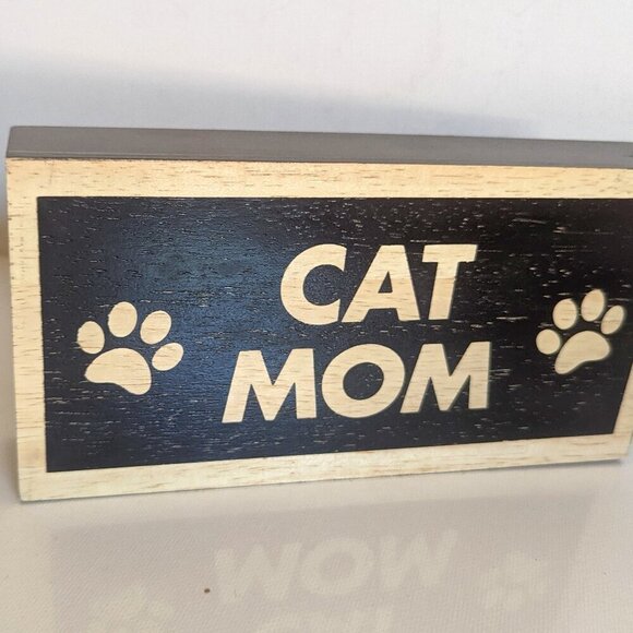 NWT 'Cat Mom' Paws Wooden Box Sign Home Table Decor Michael's Mother's Day Pets - Picture 2 of 6